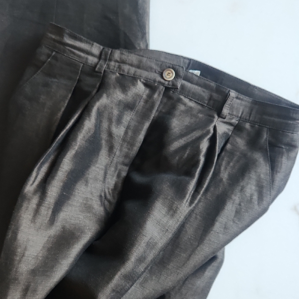 Rena Rowan Vintage Brown Linen Pants, Size 12